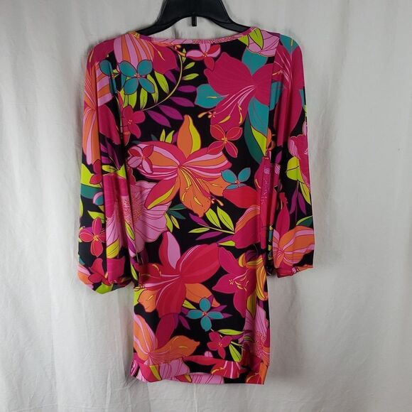 Trina Turk Women's Small Pink & Orange Solar Floral Swim Cover Up - Picture 6 of 10